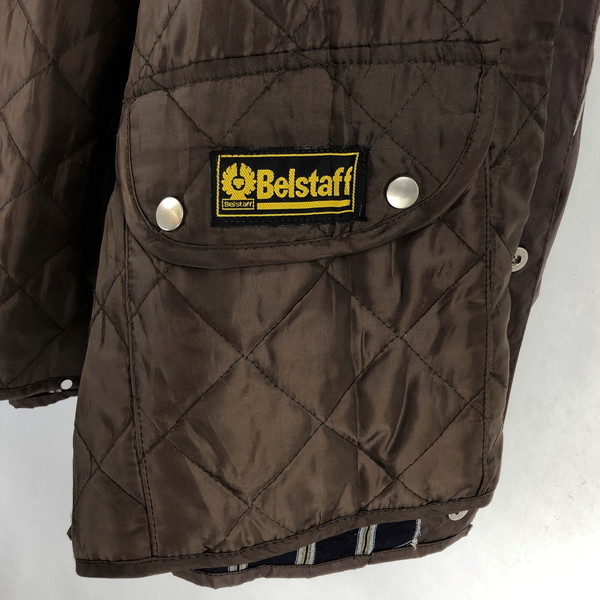【古着】 Belstaff ベルスタッフ ナイロンジャケット 英国製 ライナー ベルト付き ブラウン系 メンズXL n022411 | 古着Lab