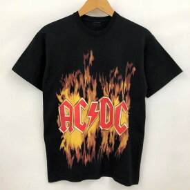 【古着】 AC/DC エーシーディーシー バンドプリントTシャツ ブラック系 メンズXS n023561