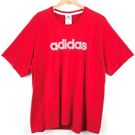 【古着】 adidas アディダス ロゴプリントTシャツ レッド系 メンズXL 【中古】 n024035