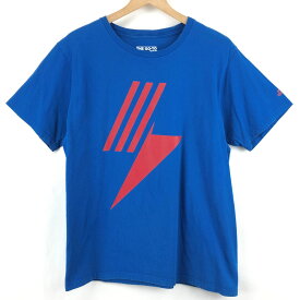 【古着】 adidas アディダス プリントTシャツ ブルー系 レディースL 【中古】 n024042