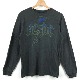 【古着】 OLD NAVY オールドネイビー バンドプリントTシャツ AC/DC コラボ 長袖 グレー系 メンズS 【中古】 n024209