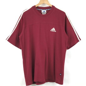 【古着】 adidas アディダス スポーツTシャツ メッシュ切り換え 万国旗タグ 90年代 ワイン系 メンズM 【中古】 n024266