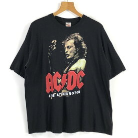 【古着】 AC/DC エーシーディーシー バンドプリントTシャツ LIVE AT DONINGTON ビッグサイズ ブラック系 メンズXL以上 【中古】 n024558
