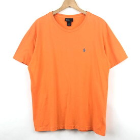 【古着】 RALPH LAUREN ラルフローレン ワンポイントTシャツ 刺繍 90年代 オレンジ系 メンズL 【中古】 n024672