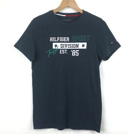 【古着】 TOMMY HILFIGER トミー・ヒルフィガー ロゴプリントTシャツ ネイビー系 レディースS 【中古】 n024698