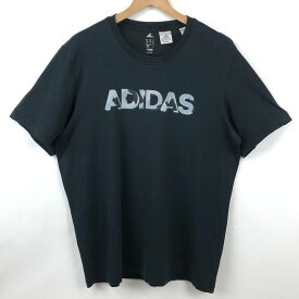 【古着】 adidas アディダス ロゴプリントTシャツ カモフラ風 ブラック系 メンズM 【中古】 n025047
