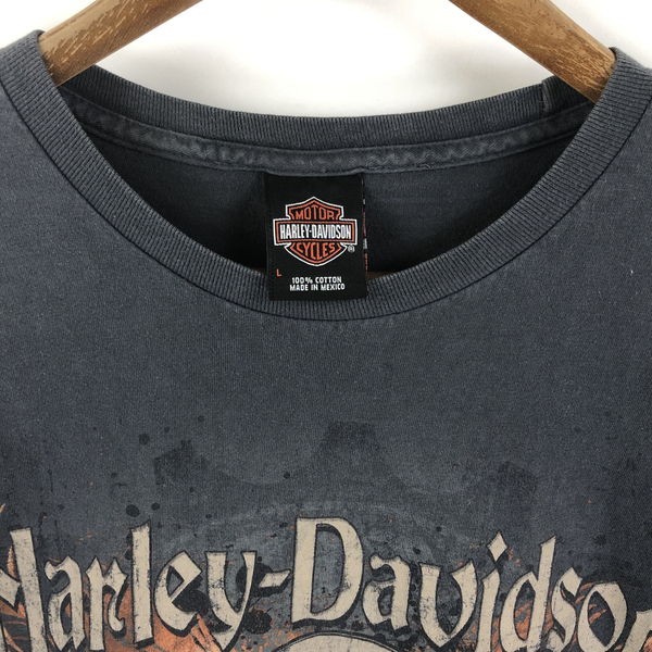 【古着】 Harley-Davidson ハーレーダビッドソン プリントTシャツ ドクロ SKULL DOTHAN ALABAMA グレー系 メンズL  【中古】 n025037 | 古着Lab
