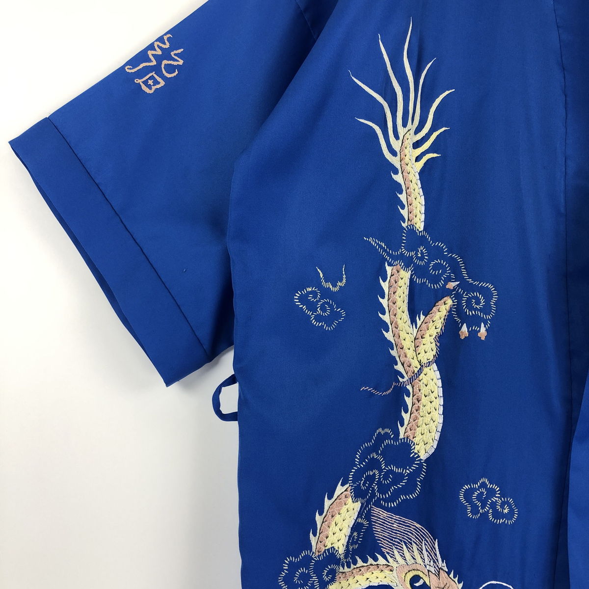 楽天市場】【古着】 チャイナガウン 刺繍 ドラゴン ロング丈 ブルー系 