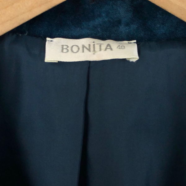 【古着】 BONITA ベロアジャケット テーラードジャケット 3つボタン ブルー系 レディースL 【中古】 n026150 | 古着Lab