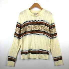 【古着】 Andhurst ノルディックセーター 70-80年代 ヴィンテージ ベージュ系 メンズS 【中古】 n026734