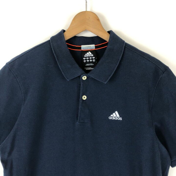 楽天市場 古着 Adidas アディダス ポロシャツ ワンポイント 鹿の子素材 ネイビー系 メンズm 中古 N0267 古着lab