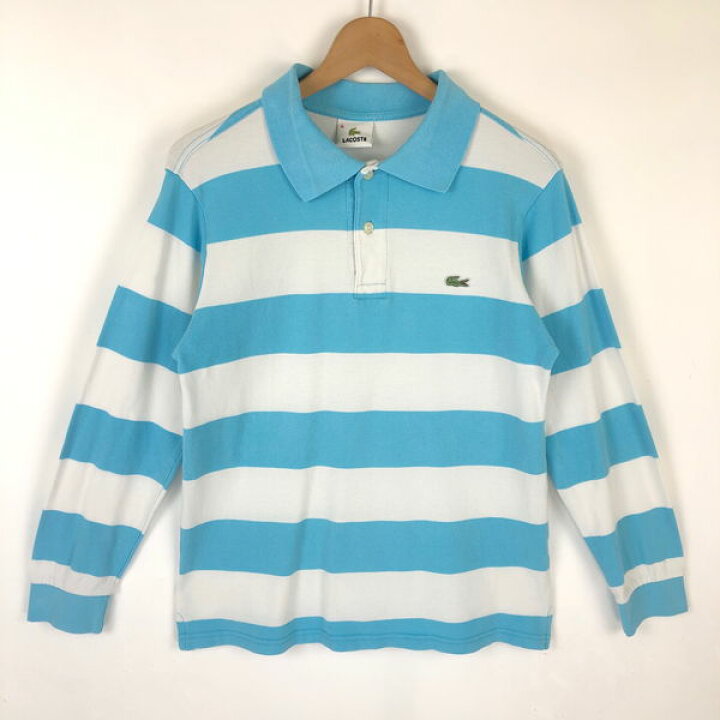 楽天市場 古着 Lacoste ラコステ ボーダーポロシャツ 鹿の子素材 長袖 ブルー系 レディースm 中古 N 古着lab