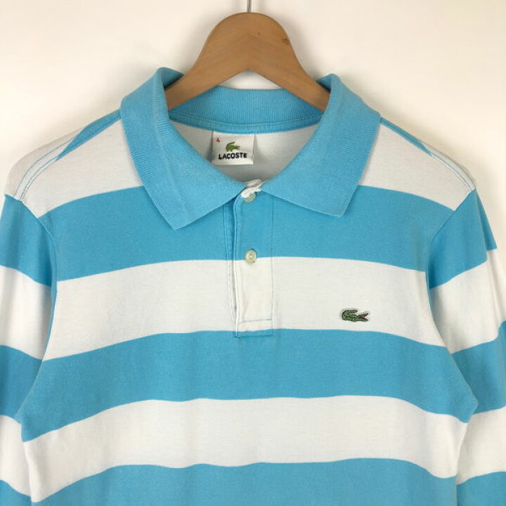 楽天市場 古着 Lacoste ラコステ ボーダーポロシャツ 鹿の子素材 長袖 ブルー系 レディースm 中古 N 古着lab