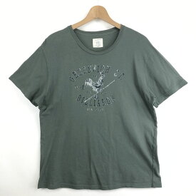 【古着】 J.CREW ジェイクルー プリントTシャツ にわとり ビリアード 加工もの オリーブ系 メンズL 【中古】 n029184