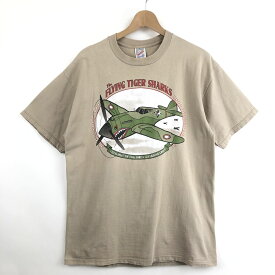 【古着】 JERZEES ミリタリーTシャツ FLING TIGER SHARK made in USA 90年代 ベージュ系 メンズL 【中古】 n029189