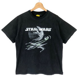 【古着】 STAR WARS スターウォーズ プリントTシャツ Xウイング デススター オフィシャルもの ブラック系 メンズM 【中古】 n029492