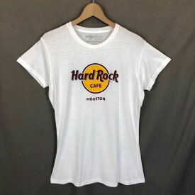 【古着】 HARDROCK CAFE ハードロックカフェ ロゴプリントTシャツ HOUSTON ホワイト系 レディースL 【中古】 n029524