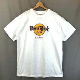 【古着】 HARDROCK CAFE ハードロックカフェ ロゴプリントTシャツ KEY WEST キーウエスト ホワイト系 メンズXL 【中古】 n030057
