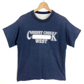 【古着】 リバーシブルTシャツ カレッジプリント CHERRY CREEK WEST ヴィンテージ ネイビー系 メンズM 【中古】 n030436