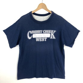 【古着】 リバーシブルTシャツ カレッジプリント CHERRY CREEK WEST ヴィンテージ ネイビー系 メンズM 【中古】 n030439