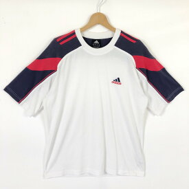 【古着】 adidas アディダス スポーツ Tシャツ 切換えデザイン レトロ ホワイト系 メンズL 【中古】 n030604