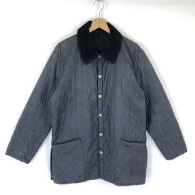 【古着】 Barbour バブアー キルティングジャケット LIDDESDALE JACKET コーデュロイ襟 薄綿入り グレー系 メンズM 【中古】 n032259