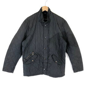 【古着】 Barbour バブアー キルティングジャケット スタンドカラー ジップポケット ブラック系 メンズM 【中古】 n032261