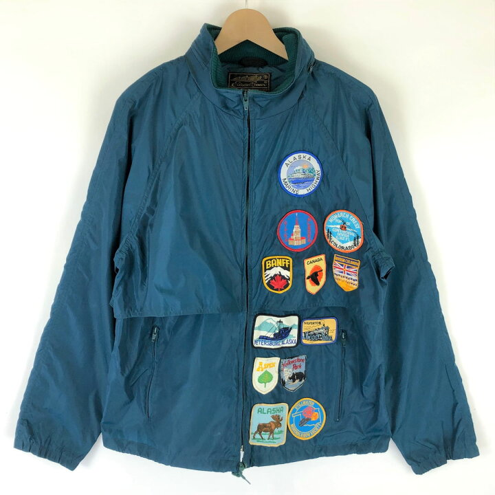 楽天市場】【古着】 Eddie Bauer エディーバウアー ナイロンジャケット ワッペン付き 黒タグ後期 80-90年代 グリーン系 メンズL 【中古】 n034387 : 古着Lab