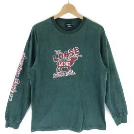 【古着】 American Eagle アメリカンイーグル プリントTシャツ THE LOOSE MOOSE LODGE 長袖 グリーン系 メンズS 【中古】 n034413