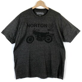 【古着】 NORTON ノートン プリントTシャツ バイク モーターサイクル グレー系 メンズXL 【中古】 n036082