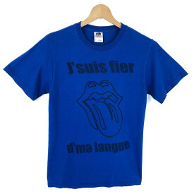 【古着】 Tシャツ プリント J'suis fier リップス＆トング ブルー系 メンズS 【中古】 n036377