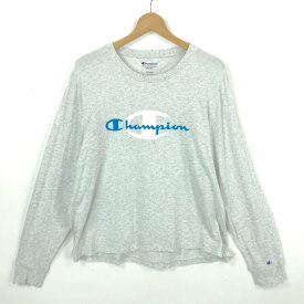 【古着】 Champion チャンピオン Tシャツ ロゴプリント 大きいサイズ 長袖 グレー系 メンズXL以上 【中古】 n037095