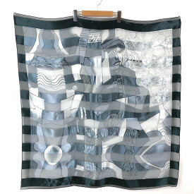 【古着】 ピカソ PICASSO スカーフ 抽象画 シースルー特大サイズ シルバー系 【中古】 n037256