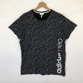 【古着】 adidas アディダス Tシャツ 総柄 ブラック系 メンズL 【中古】 n037463