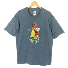 【古着】 DUCK COMPANY Tシャツ ハワイ 雄鶏 ネイビー系 メンズL 【中古】 n037497