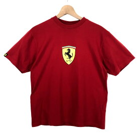 【古着】 Ferrari Tシャツ ロゴプリント フェラーリ レッド系 レディースM 【中古】 n037605