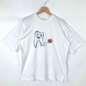 【古着】 ideal Tシャツ 歯と虫歯菌? ホワイト系 メンズM 【中古】 n037858