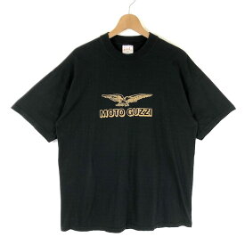 【古着】 モトグッチ MOTO GUZZI Tシャツ ロゴ ゴールドプリント ブラック系 メンズL 【中古】 n038240