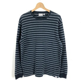 【古着】 VANS ヴァンズ ボーダーTシャツ ネイビー系 メンズL 【中古】 n040513