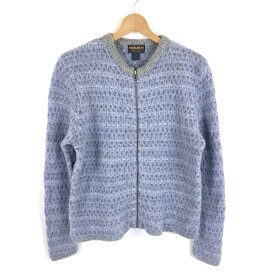 【古着】 WOOLRICH ウールリッチ ニットカーディガン ジップアップ ジャガード柄 パープル系 レディースL 【中古】 n041651