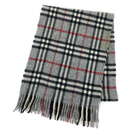 【古着】 BURBERRY バーバリー ウール マフラー チェック柄 英国製 グレー系 フリーサイズ 【中古】 n042452