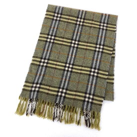 【古着】 BURBERRY バーバリー ウール マフラー チェック柄 英国製 イエロー系 フリーサイズ 【中古】 n042473