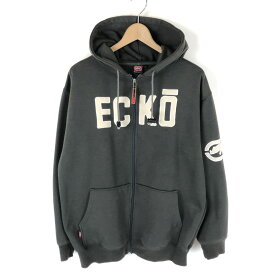 【古着】 ECKO UNLTD エコーアンリミテッド ジップパーカー ワッペンロゴ グレー系 メンズL 【中古】 n042955