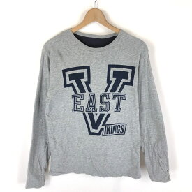 【古着】 カレッジTシャツ リバーシブル EAST VIKINGS 長袖 グレー系 メンズS 【中古】 n043051