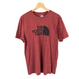 【古着】 THE NORTH FACE ノースフェイス Tシャツ ロゴプリント ワイン系 メンズL 【中古】 n043821