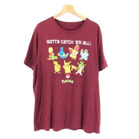 【古着】 POKEMON ポケモン Tシャツ キャラクター アニメ ワイン系 メンズL 【中古】 n044060