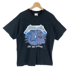 【古着】 METALLICA メタリカ バンド Tシャツ RIDE THE LIGHTNING 両面プリント 美品 90年代 ヴィンテージ ブラック系 メンズL 【中古】 n044104