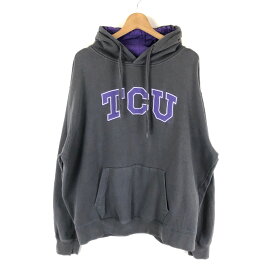 【古着】 CAMPUS HERITAGE カレッジパーカー TCU テキサス HORNED FROGS グレー系 メンズXL 【中古】 n044301