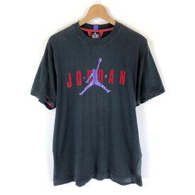 【古着】 JORDAN BRAND ジョーダンブランド Tシャツ AIR JORDAN フロッキープリント ブラック系 メンズM 【中古】 n044743