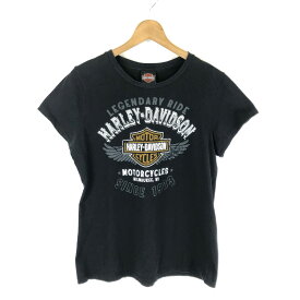 【古着】 Harley-Davidson ハーレーダビッドソン Tシャツ バーロゴ KEYWEST 両面プリント ブラック系 レディースXL 【中古】 n044782
